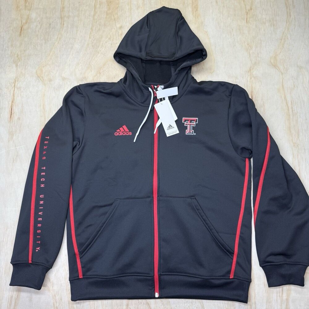 NEW Texas Tech Red Raiders adidas Sideline Travel Black Full-Zip Hoodie XL
